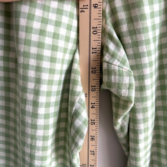 American Eagle 2 Piece Crop Top Flowy Pants Large Green Lined Gingham Hippie - Picture 11 of 16